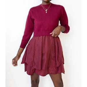 NEW BAEVELY BY WELLMADE mary 3/4 sleeve mini sweater dress in burgundy
